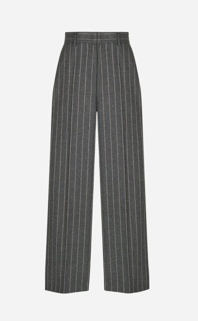 MANUEL RITZ Pantalone a gamba dritta gessato in micropaillettes