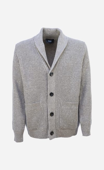MASQ  Cardigan in lana e seta con collo sciallato