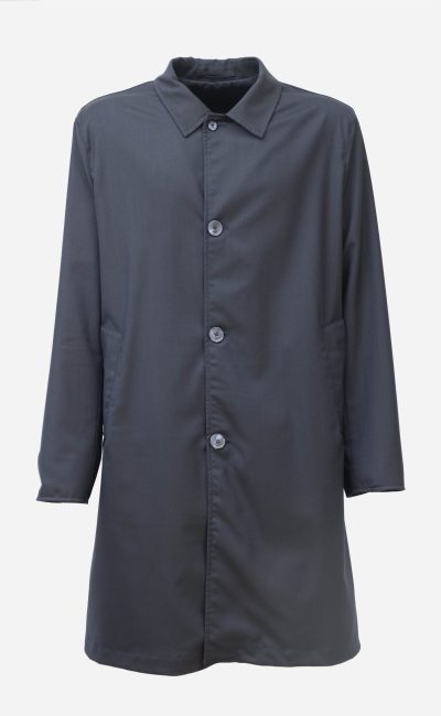 CRUNA  Caban reversibile in lana blu