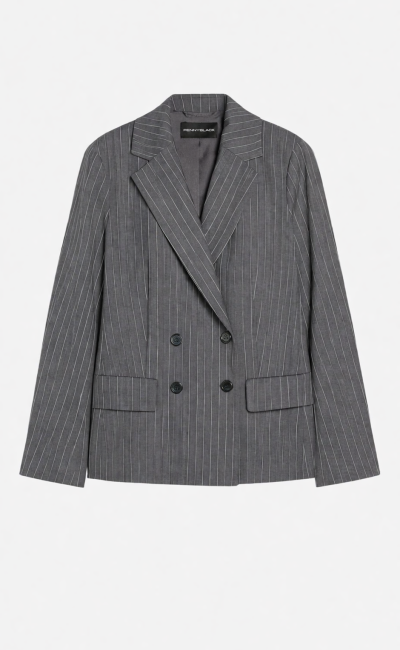 PENNY BLACK  Blazer gessato in blend di lana bi-stretch grigio