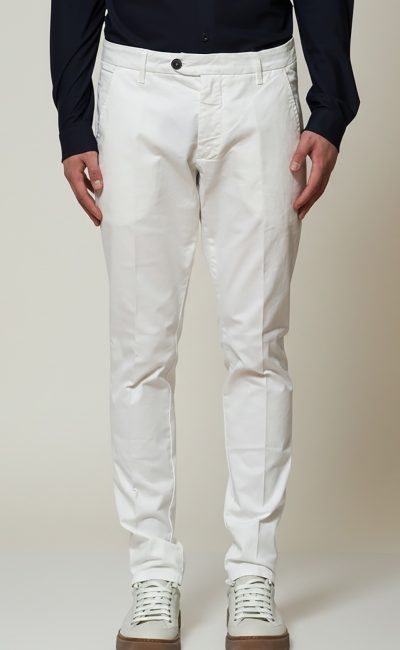 ROY ROGER’S Pantalone chino in gabardina bianco