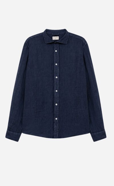 ROY ROGER’S Camicia in lino blu navy