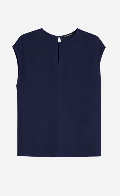 PENNY BLACK  Blusa fluida in cupro manopesca blu