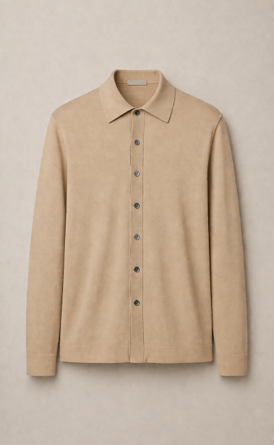 HESKIMO Camicia maniche lunghe in maglia leggera beige