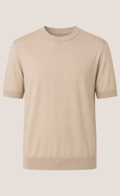  HESKIMO  Maglia girocollo maniche corte tensilk beige