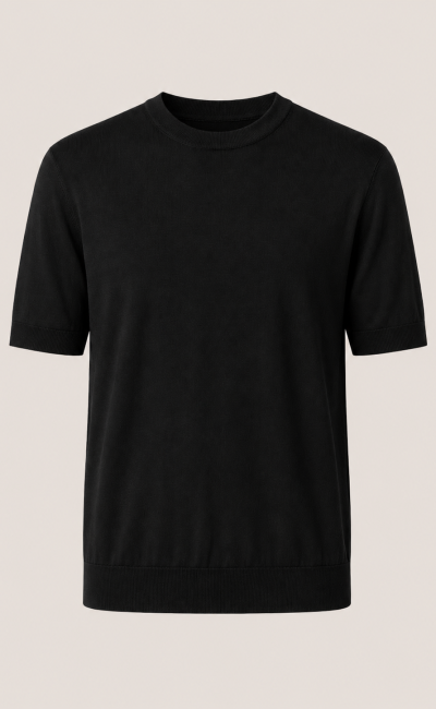  HESKIMO  Maglia girocollo maniche corte tensilk nero
