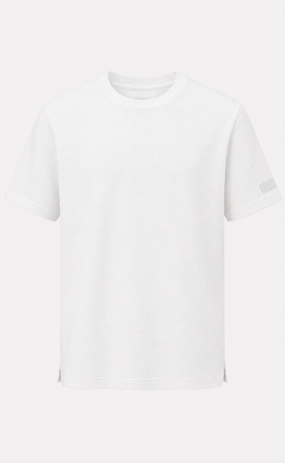 HESKIMO T-shirt girocollo in nylon effetto crochet bianco