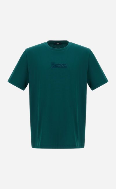 HERNO T-shirt in cotone con ricamo