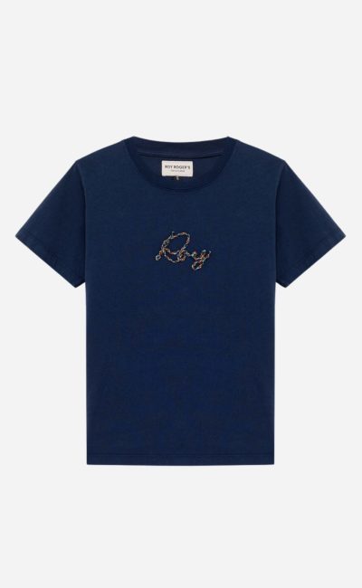 ROY ROGER’S T-Shirt in cotone con ricamo logo blu