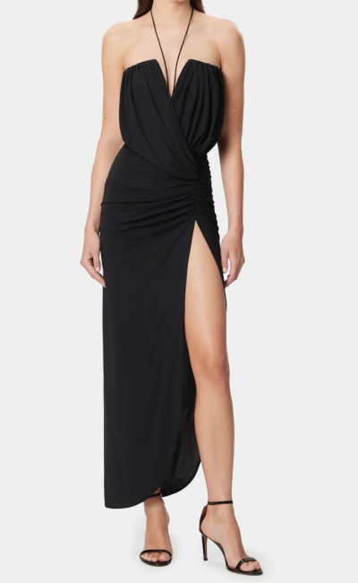 AMAZUÌN Maxi dress Giselle con scollo off-shoulder nero
