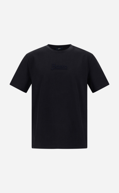 HERNO T-shirt realizzata in jersey di puro cotone e logo Herno
