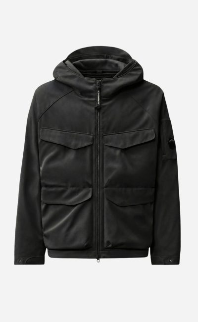 C.P. COMPANY Black shell-r padded hooded lens jacket
