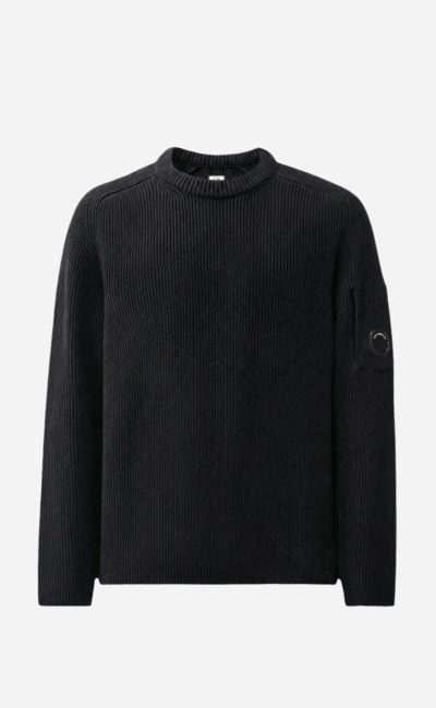 C.P. COMPANY Full rib cotton crewneck lens sweater