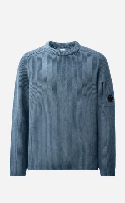 C.P. COMPANY Full rib cotton crewneck lens sweater